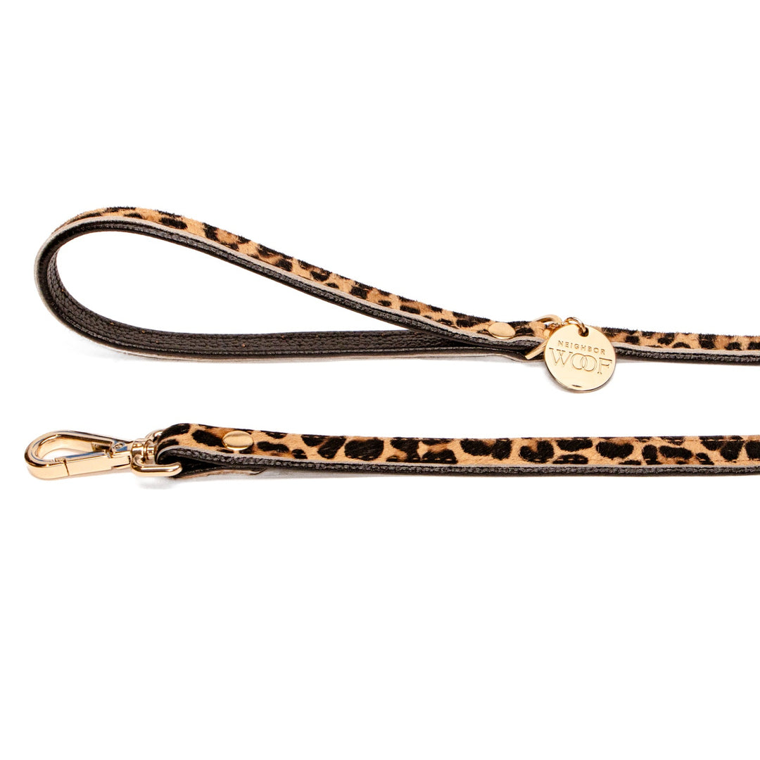 Leopard Fur Leather Leash